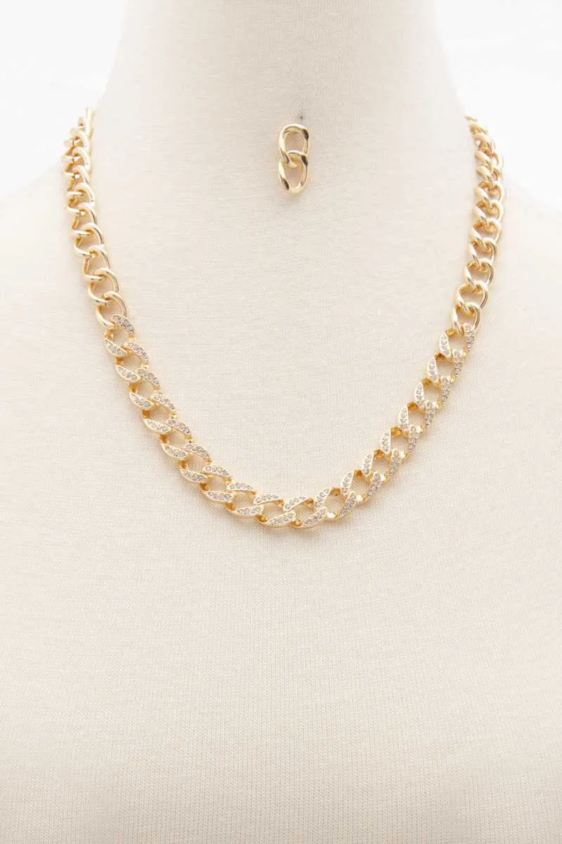 Rhinestone Curb Link Necklace