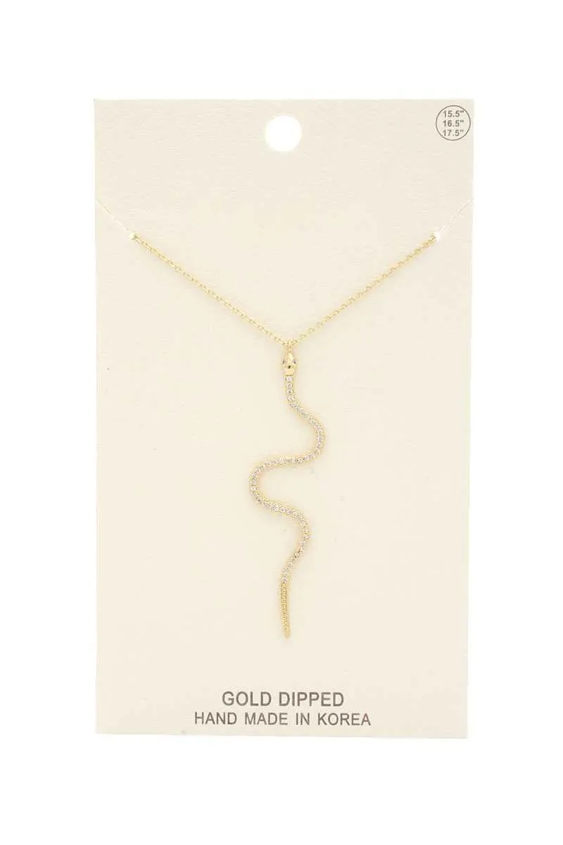 Rhinestone Snake Pendant Necklace