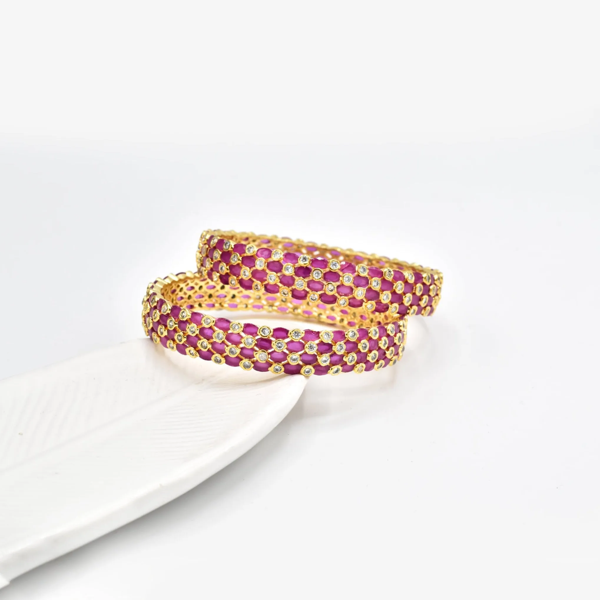 Rinki Pink Colored Stones Bangles
