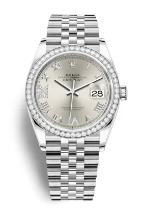 Rolex Datejust 36 Silver Diamond Dial Automatic Unisex Jubilee Watch 126284SRDJ