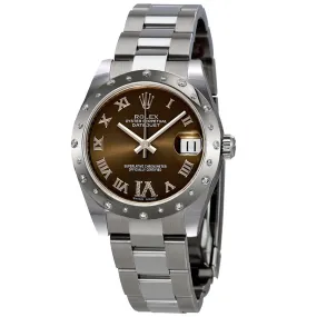 Rolex Oyster Datejst 31 Brown Diamond Automatic Ladies Watch 178344