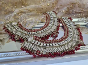 Royal Shaadi Antique Gold & Red Anklets (slight fault)