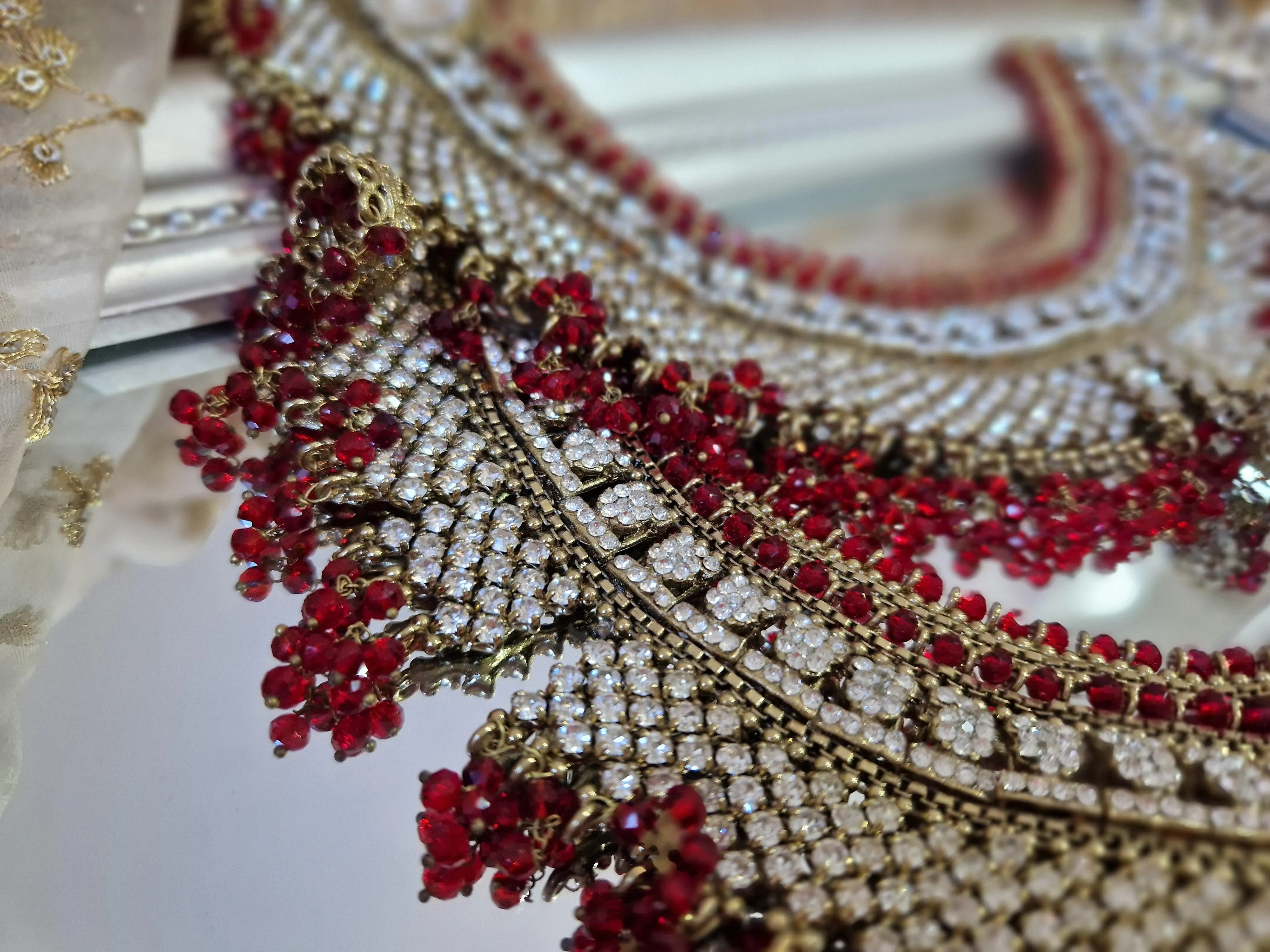 Royal Shaadi Antique Gold & Red Anklets (slight fault)