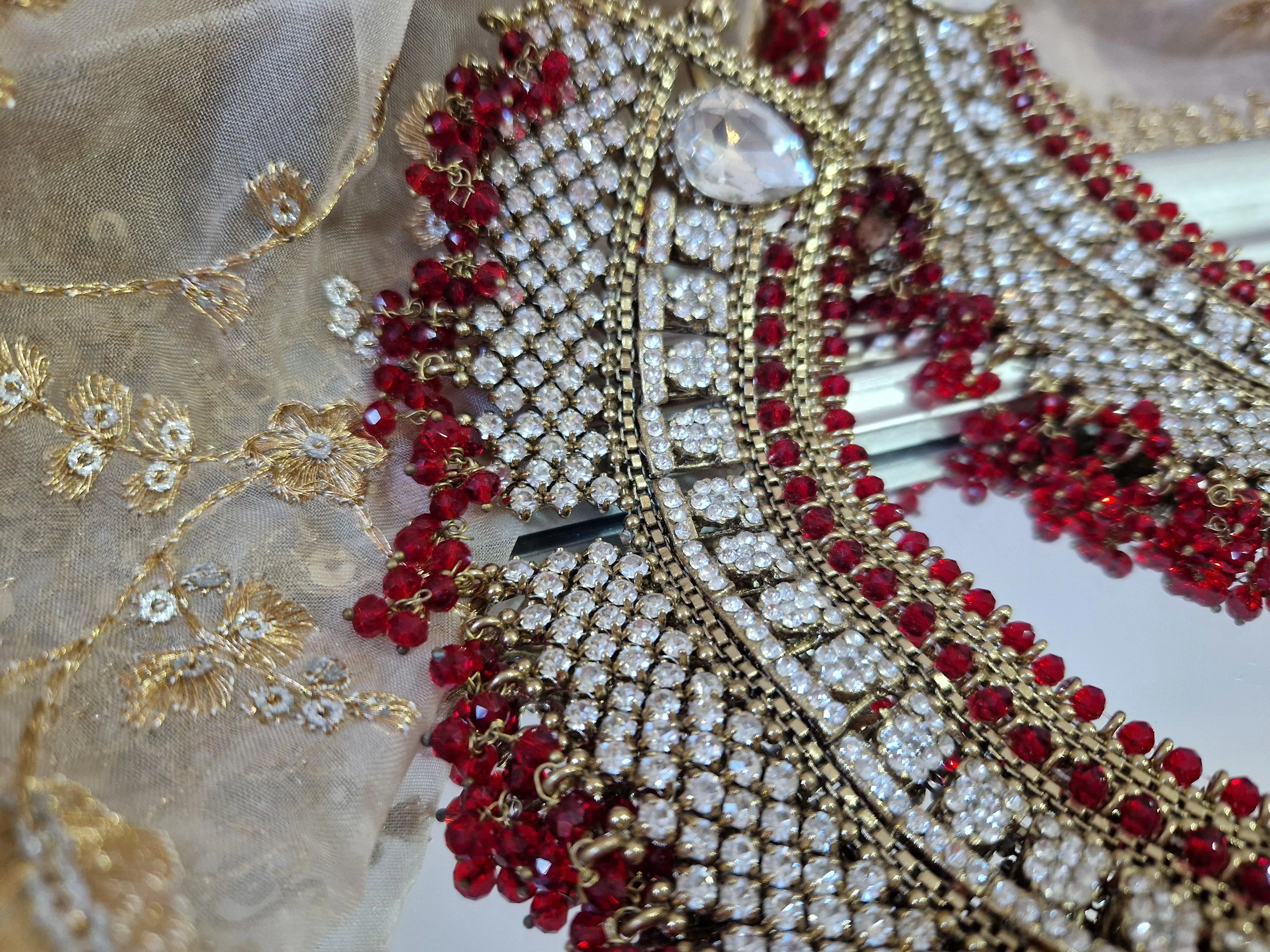 Royal Shaadi Antique Gold & Red Anklets (slight fault)
