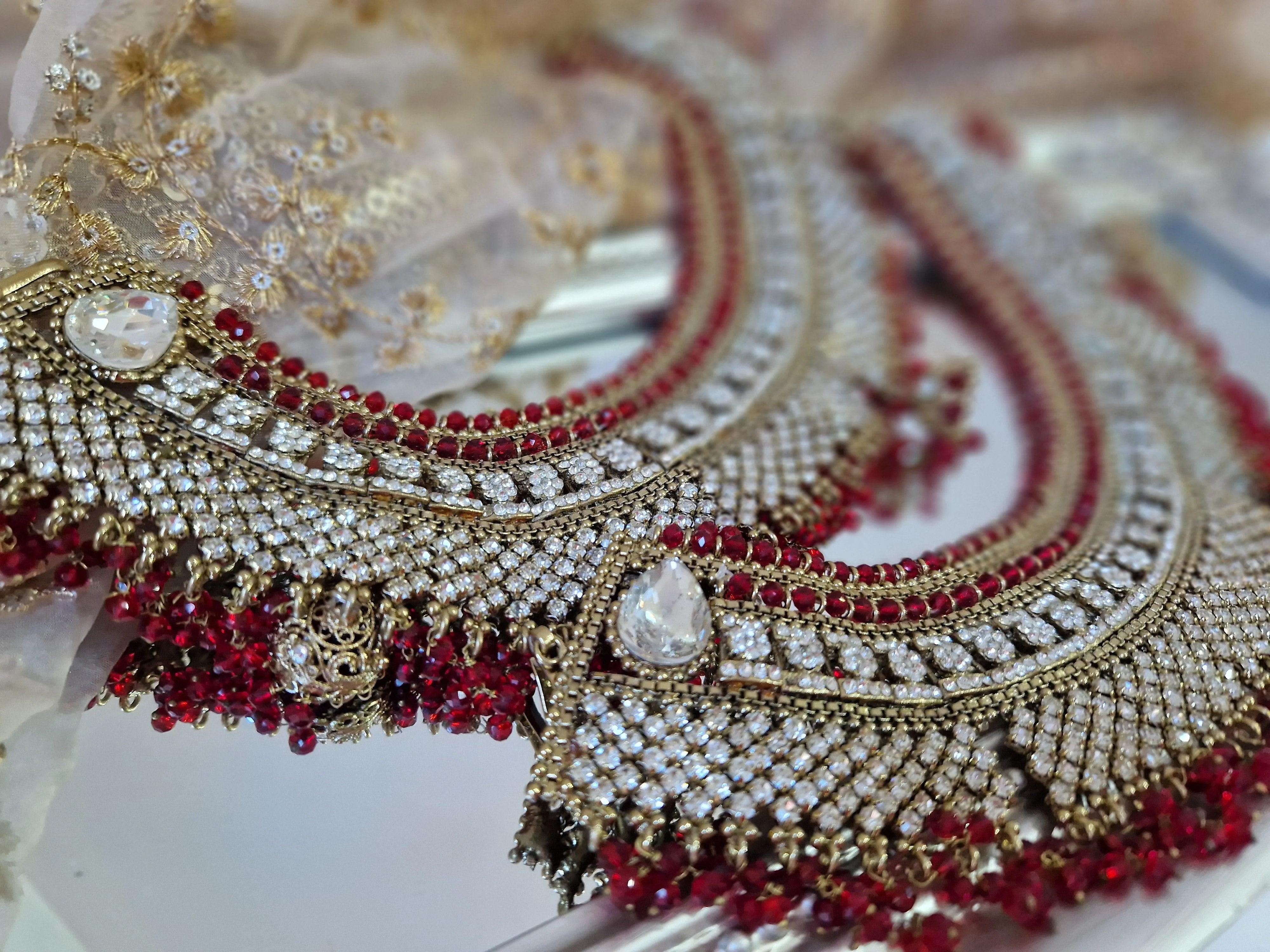 Royal Shaadi Antique Gold & Red Anklets (slight fault)
