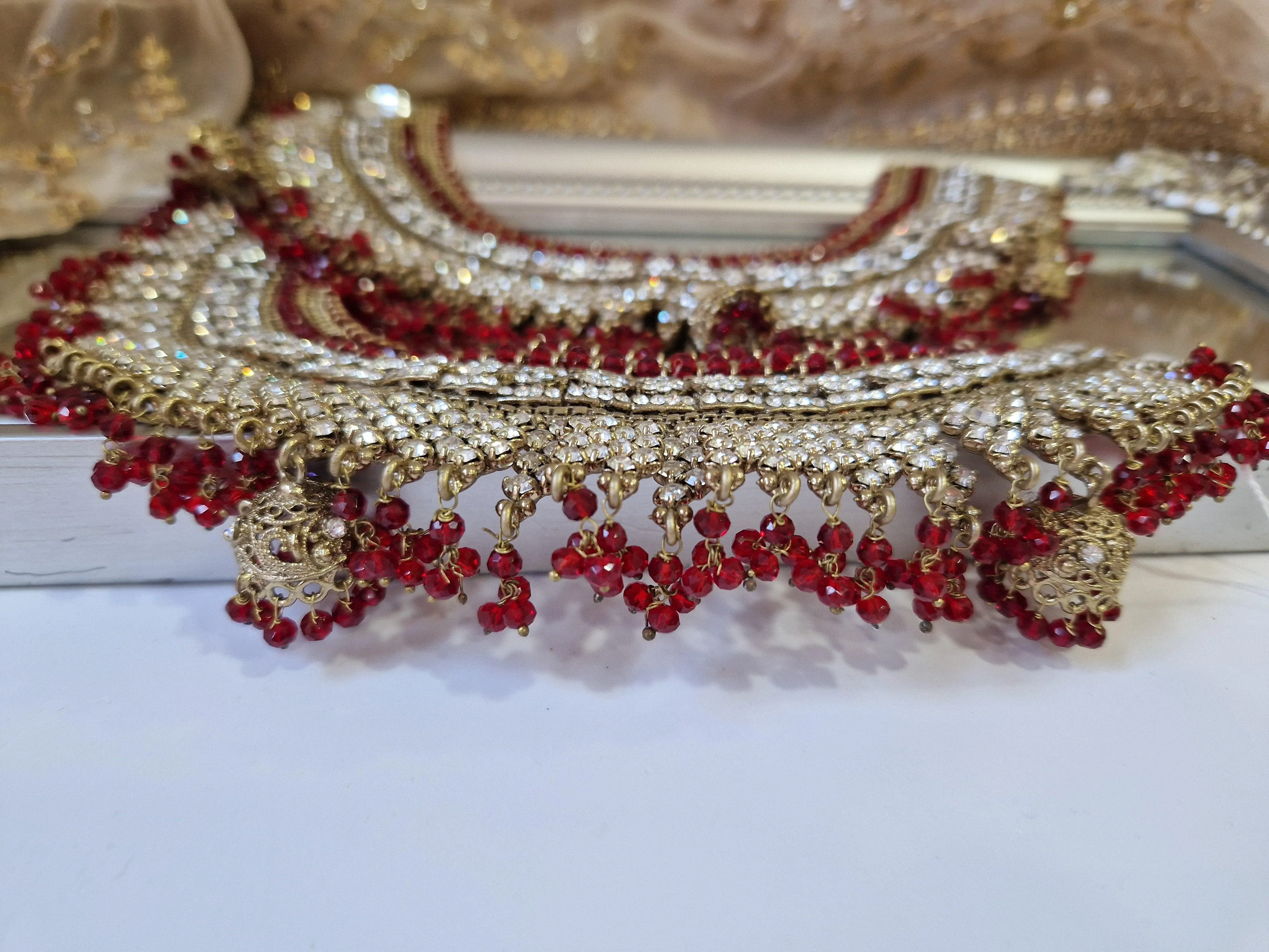 Royal Shaadi Antique Gold & Red Anklets (slight fault)