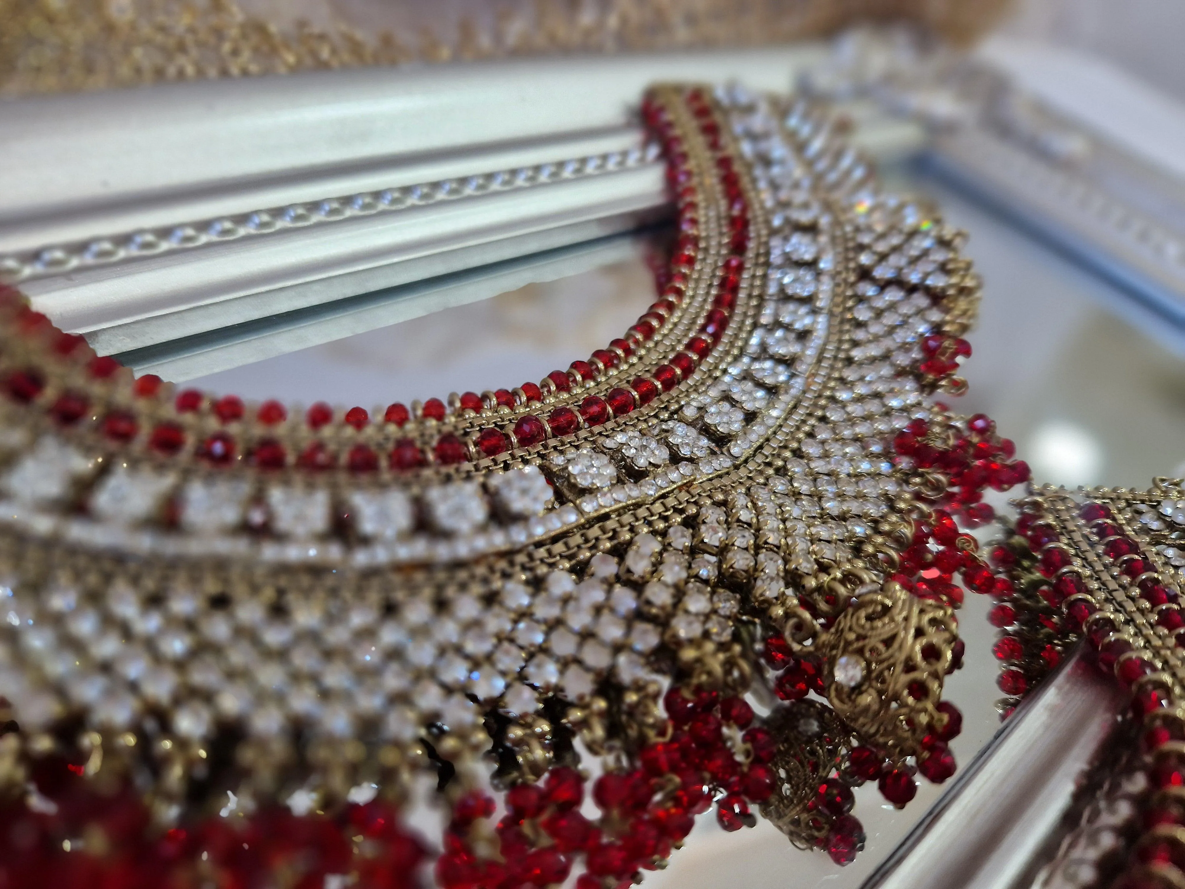 Royal Shaadi Antique Gold & Red Anklets (slight fault)