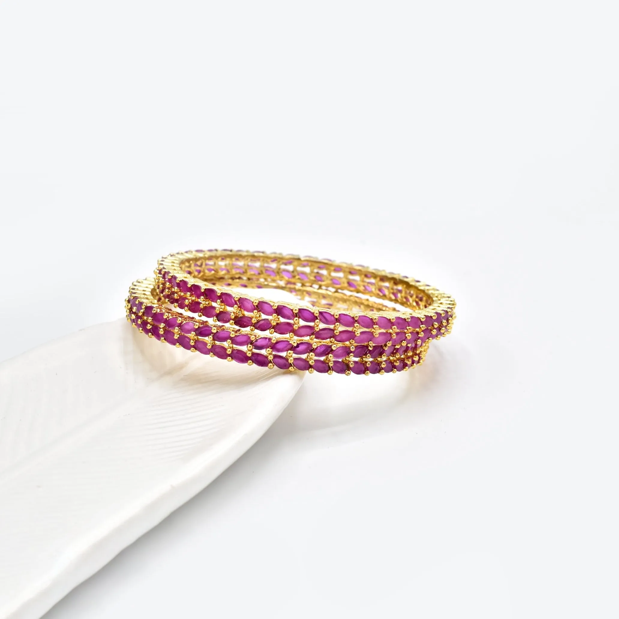 Saagrika Pink Colored Stones Bangles