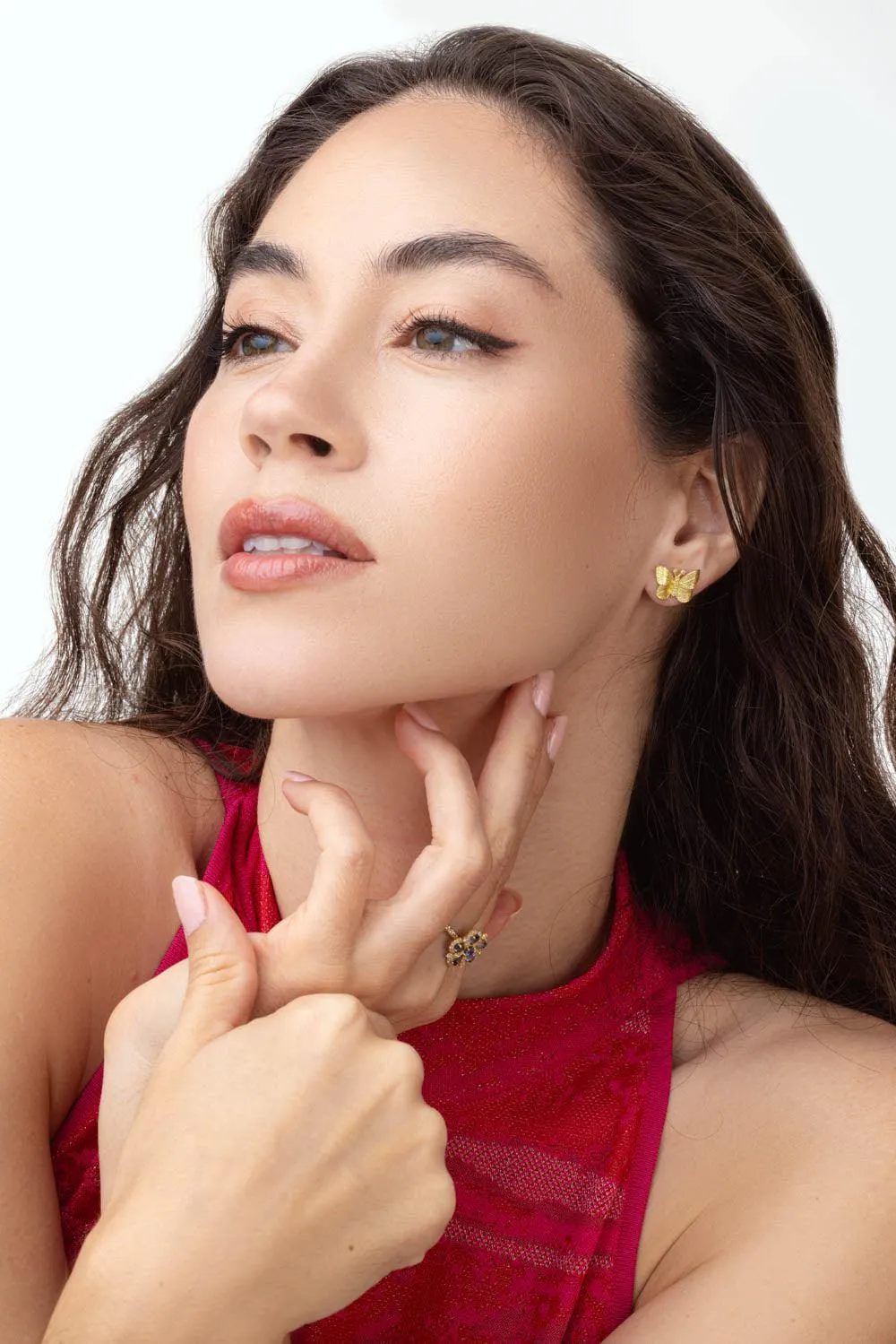 Small Diamond Butterfly Stud Earrings