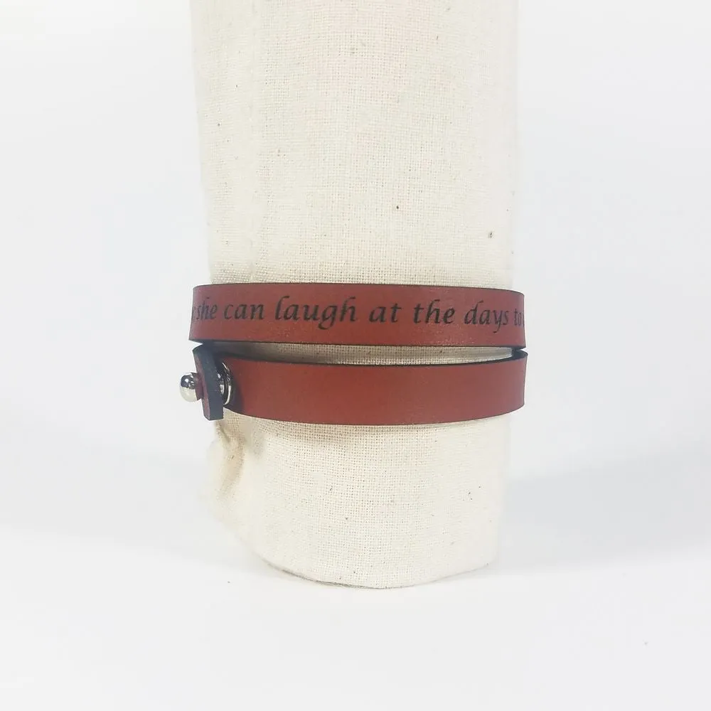 Spiritual Quote Wrap Bracelets - She is clothed with strength and dignity