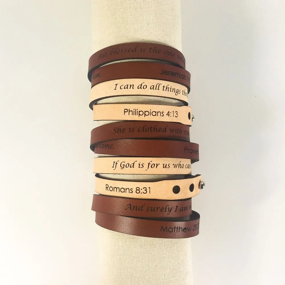 Spiritual Quote Wrap Bracelets - She is clothed with strength and dignity