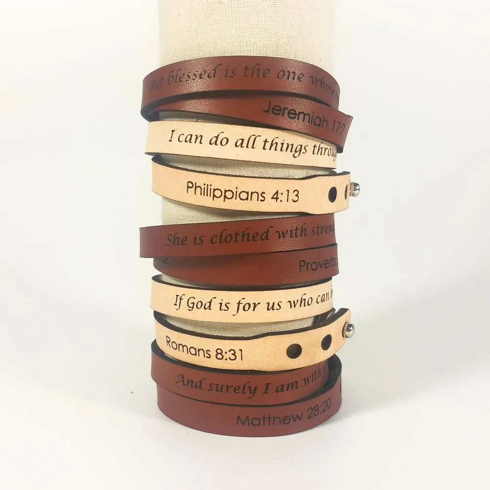 Spiritual Quote Wrap Bracelets - She is clothed with strength and dignity