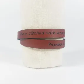 Spiritual Quote Wrap Bracelets - She is clothed with strength and dignity