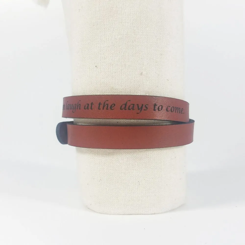 Spiritual Quote Wrap Bracelets - She is clothed with strength and dignity