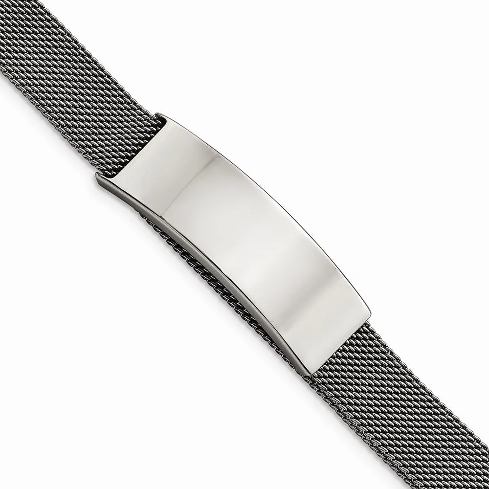 Stainless Steel Polished Mesh Adjustable ID Bracelet