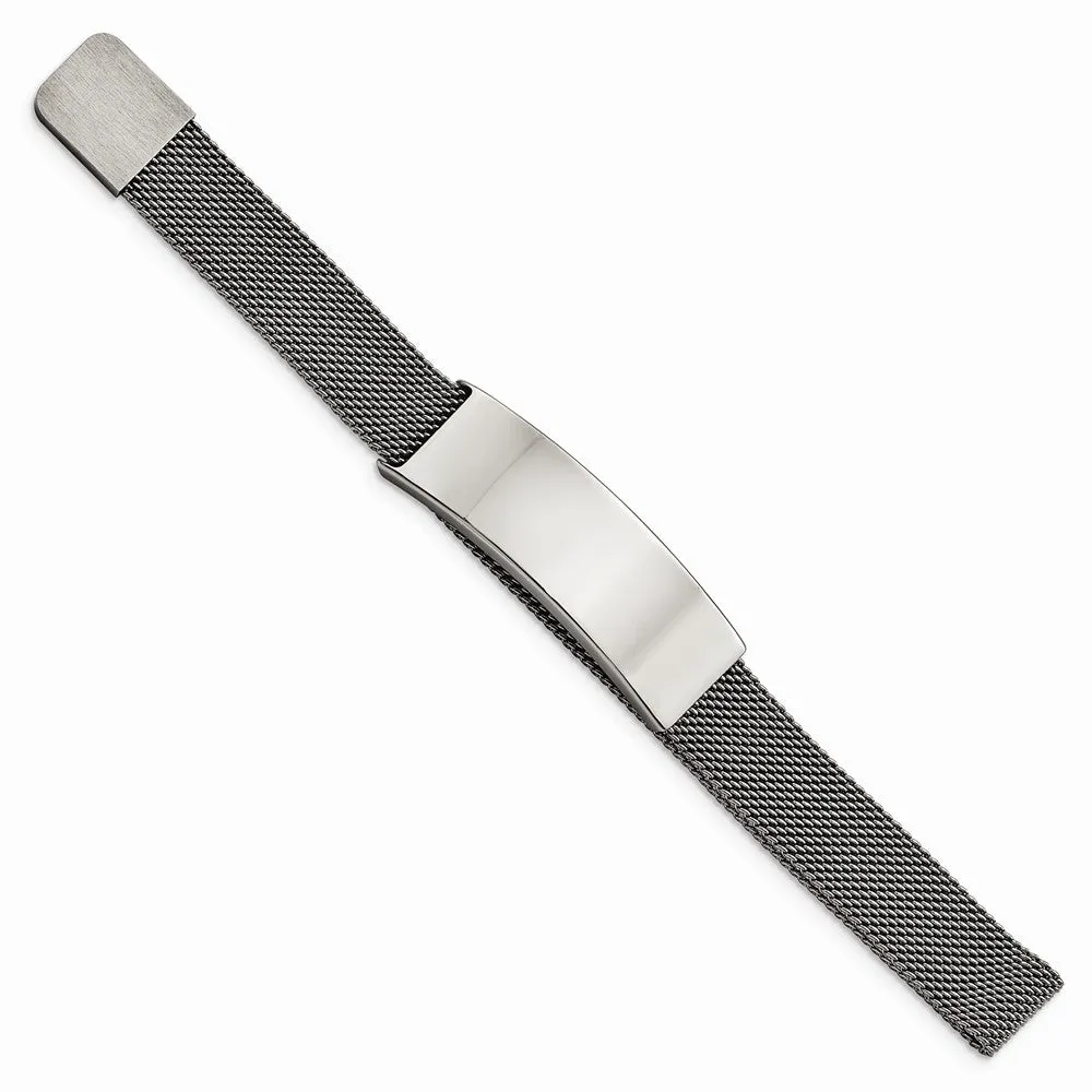 Stainless Steel Polished Mesh Adjustable ID Bracelet