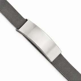 Stainless Steel Polished Mesh Adjustable ID Bracelet