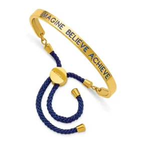 Stainless Steel Polished Yellow IP Blue Enamel & Nylon IMAGINE Adj Bangle