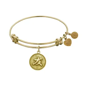 Stipple Finish Brass Friend Angelica Bangle Bracelet, 7.25"