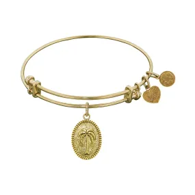 Stipple Finish Brass Palm Tree  Angelica Bangle Bracelet, 7.25"