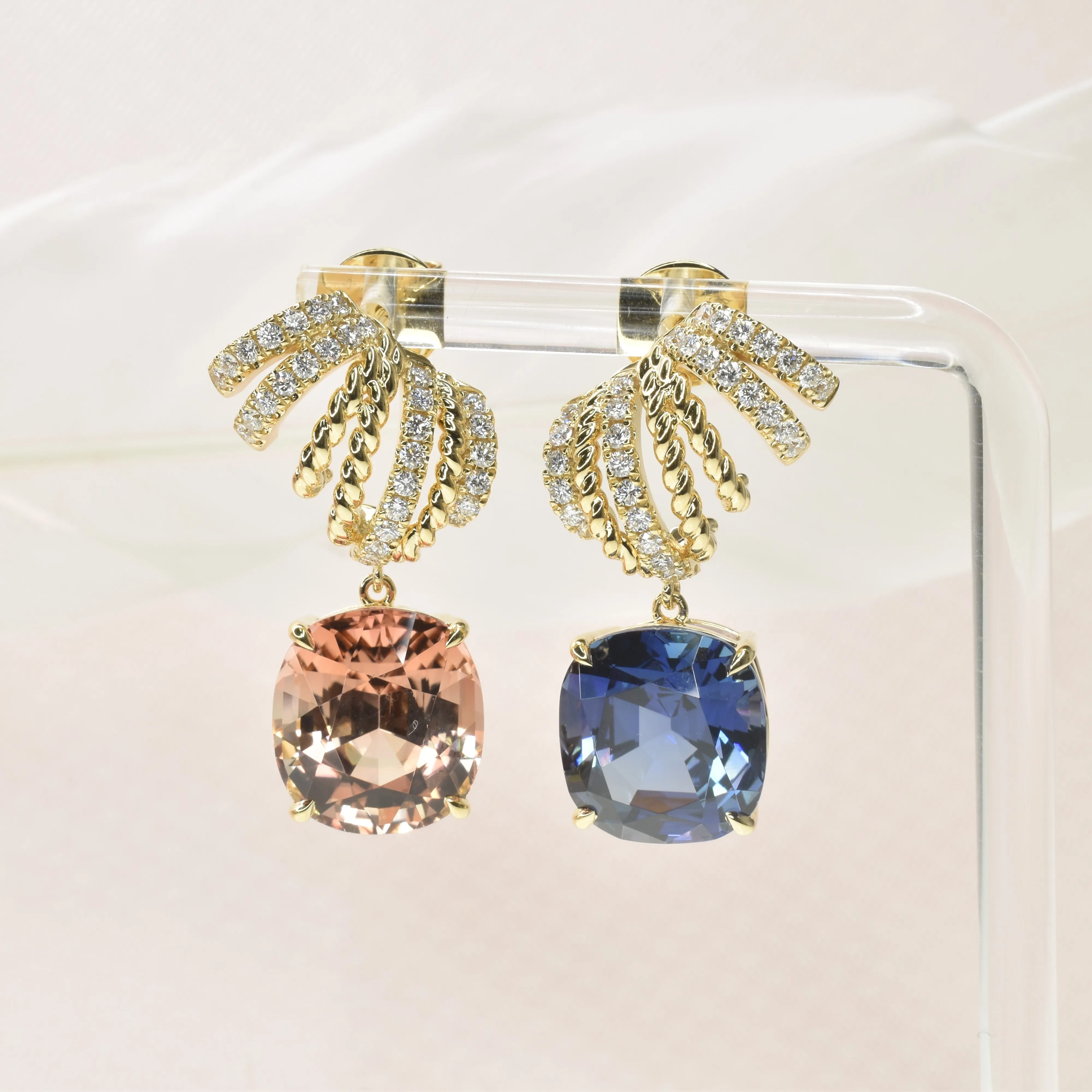 Tanzanite & Tourmaline Swirl Ear Cuffs