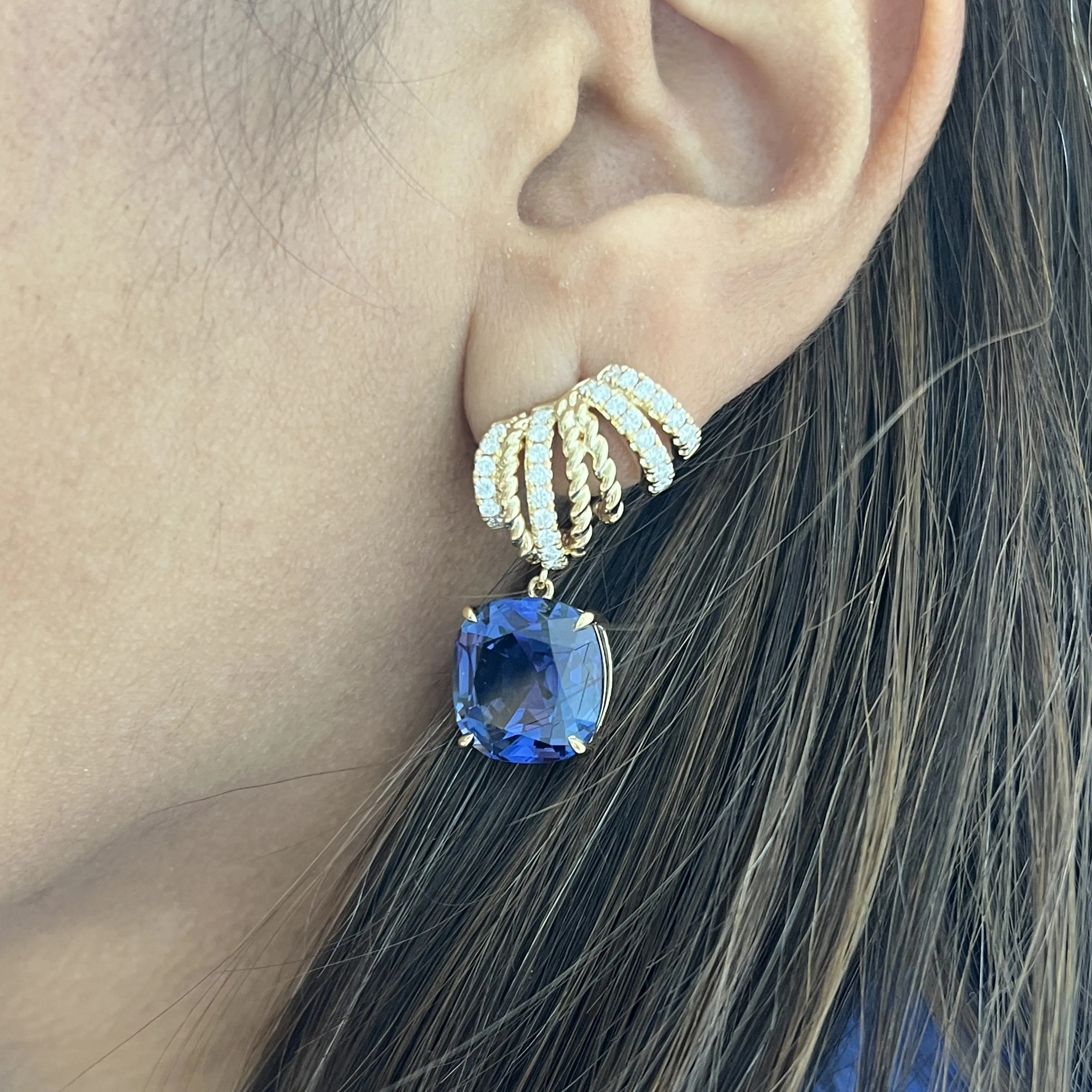 Tanzanite & Tourmaline Swirl Ear Cuffs