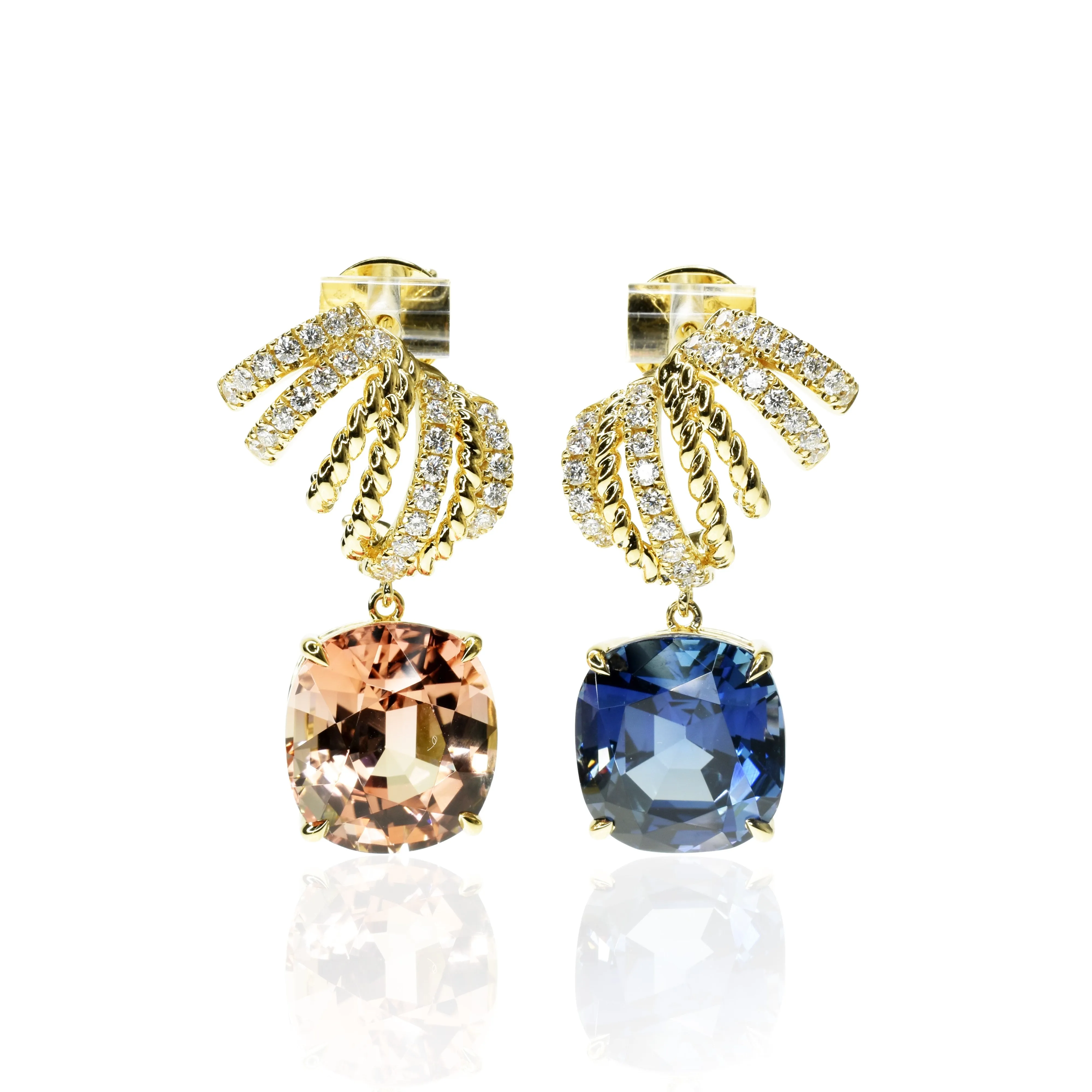 Tanzanite & Tourmaline Swirl Ear Cuffs
