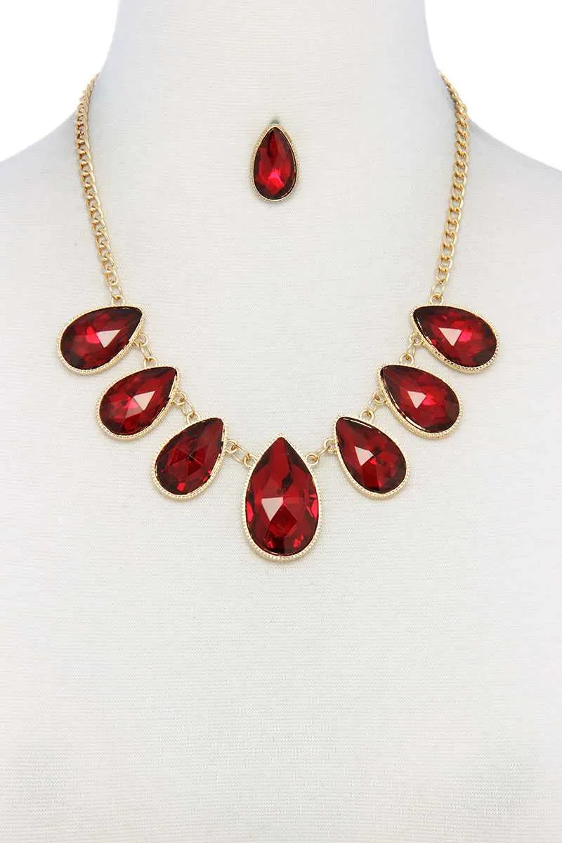 Teardrop Shape Rhinestone Necklace