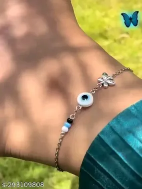 Twinkling Graceful Women Anklets &amp; Toe Rings - Adjustable Alloy with Oxidised Silver and Cubic Zirconia