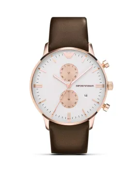 Two Tone Brown Leather Strap Watch