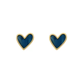 VAIGE Romantic Blue Heart-Shaped Small Stud Earrings in Copper Alloy - Cute Korean Fashion Jewelry