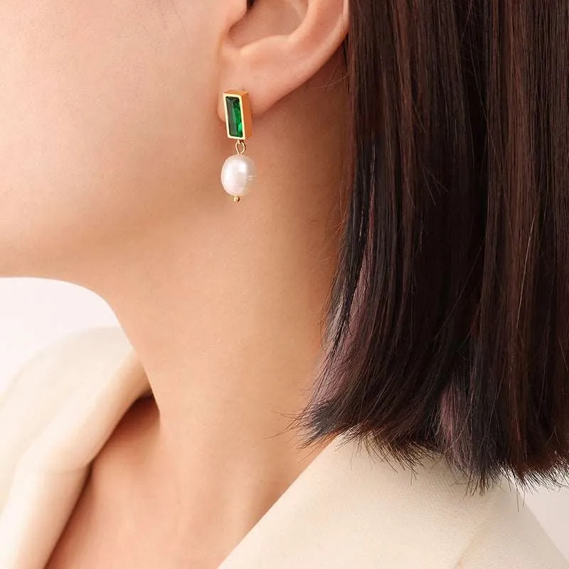 Veda Pearl Drop Stud Earrings
