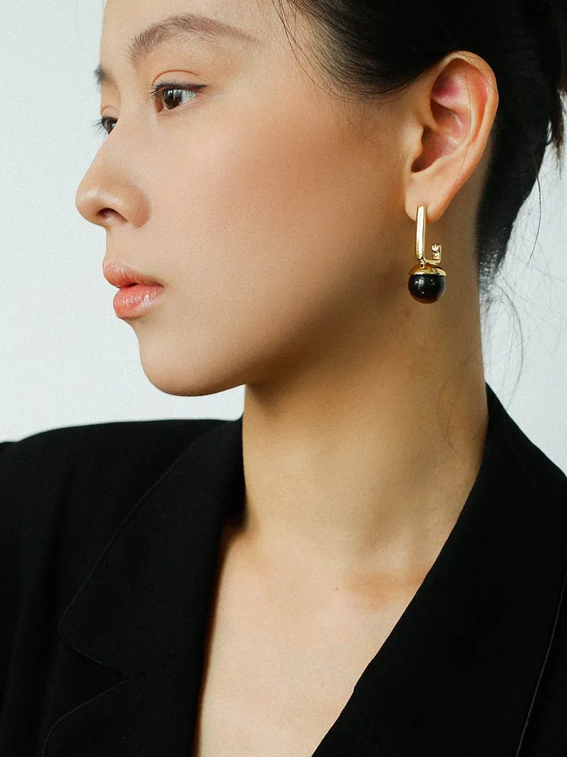 Vintage Geometric Tiger's Eye Earrings