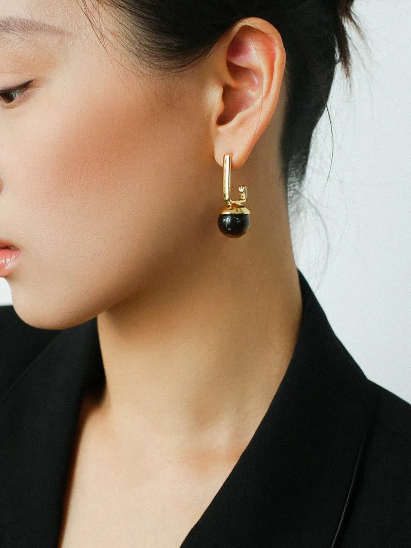 Vintage Geometric Tiger's Eye Earrings