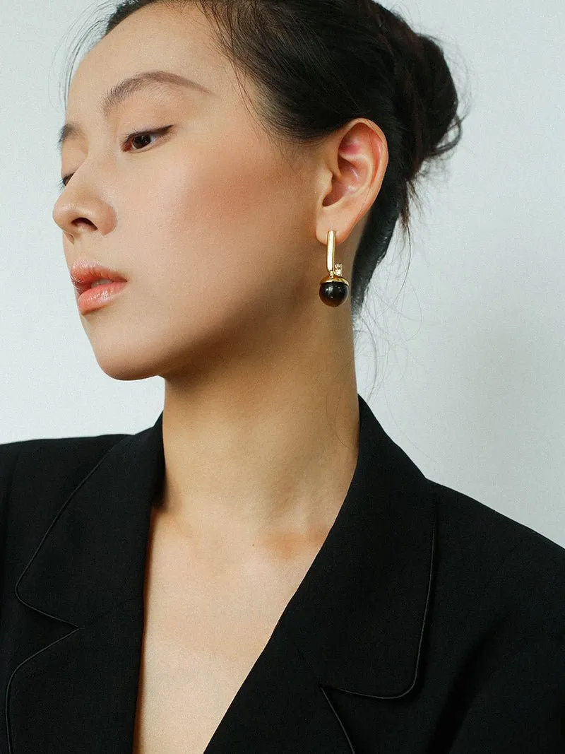 Vintage Geometric Tiger's Eye Earrings