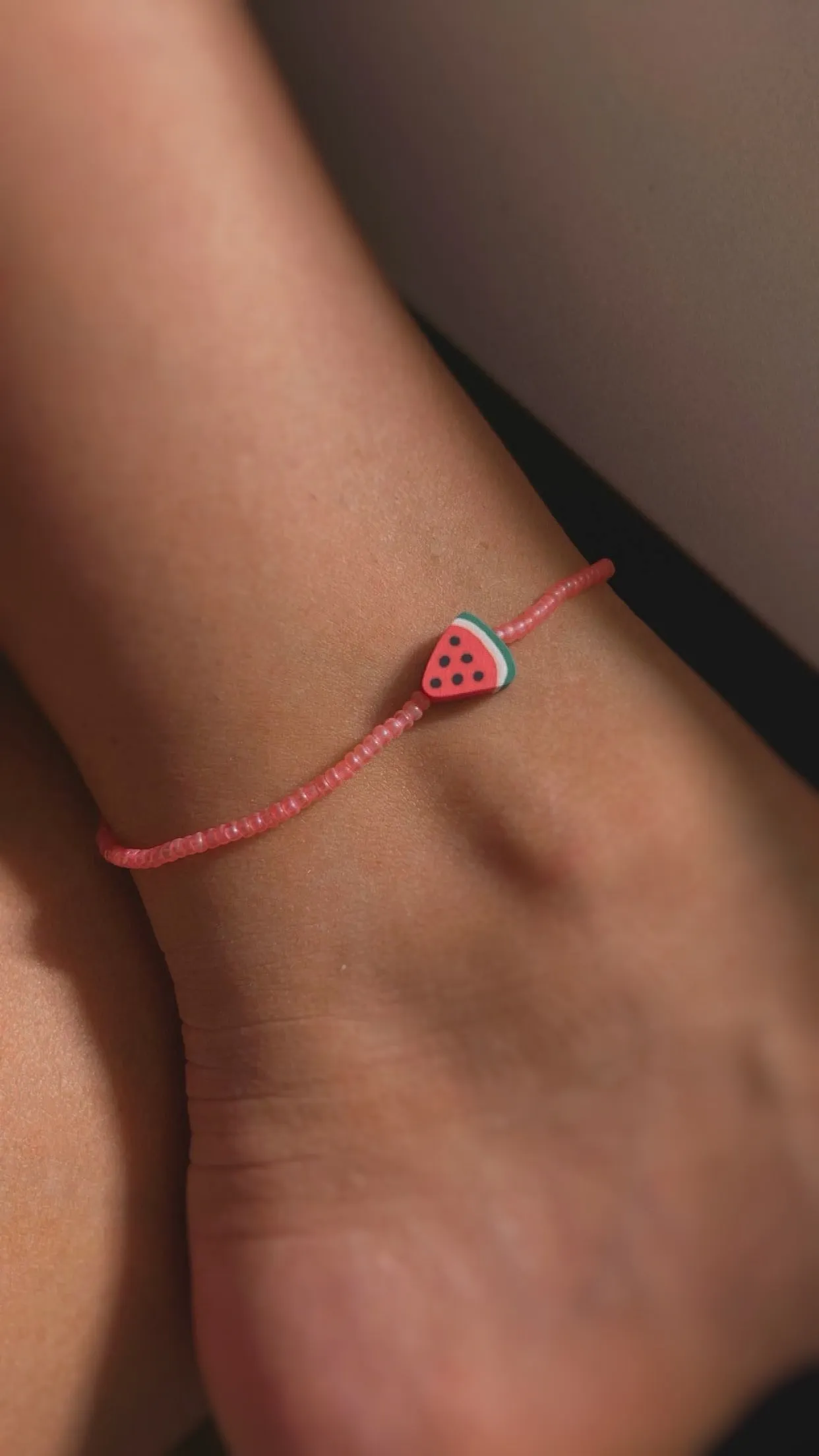 Watermelon Sugar Seed Beaded Anklet
