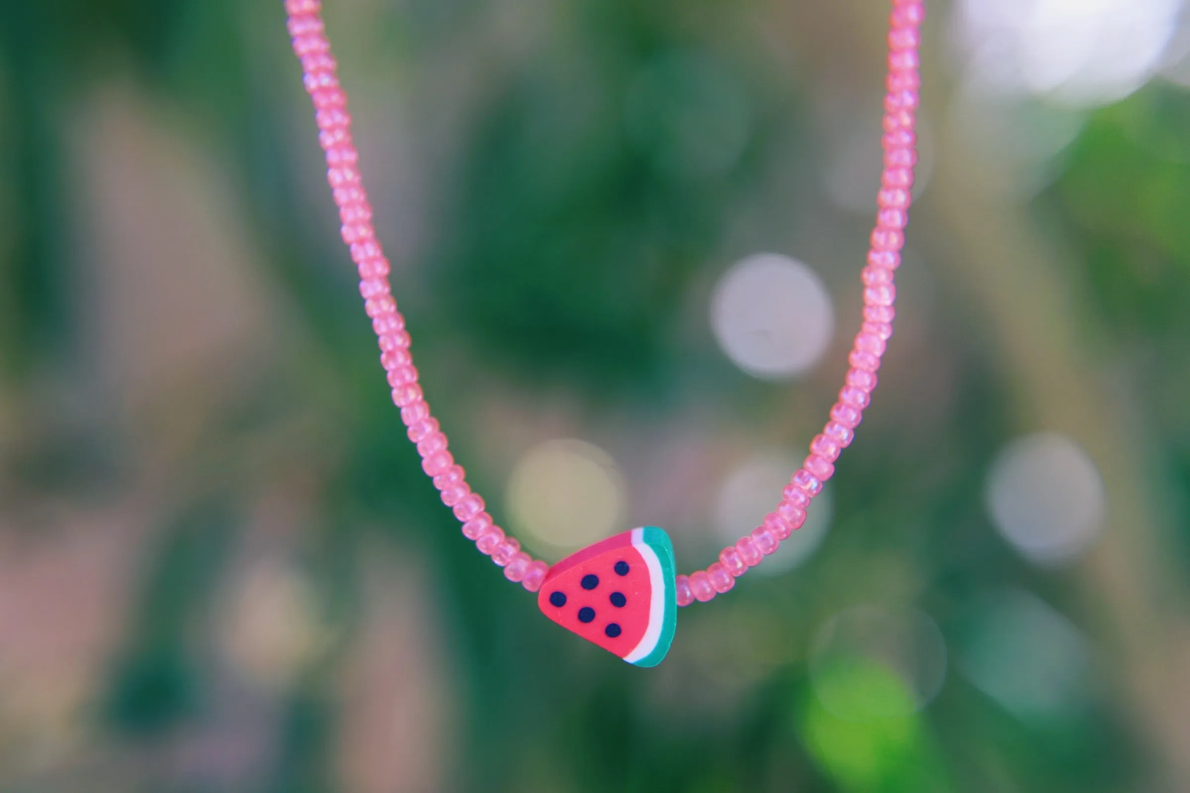 Watermelon Sugar Seed Beaded Anklet