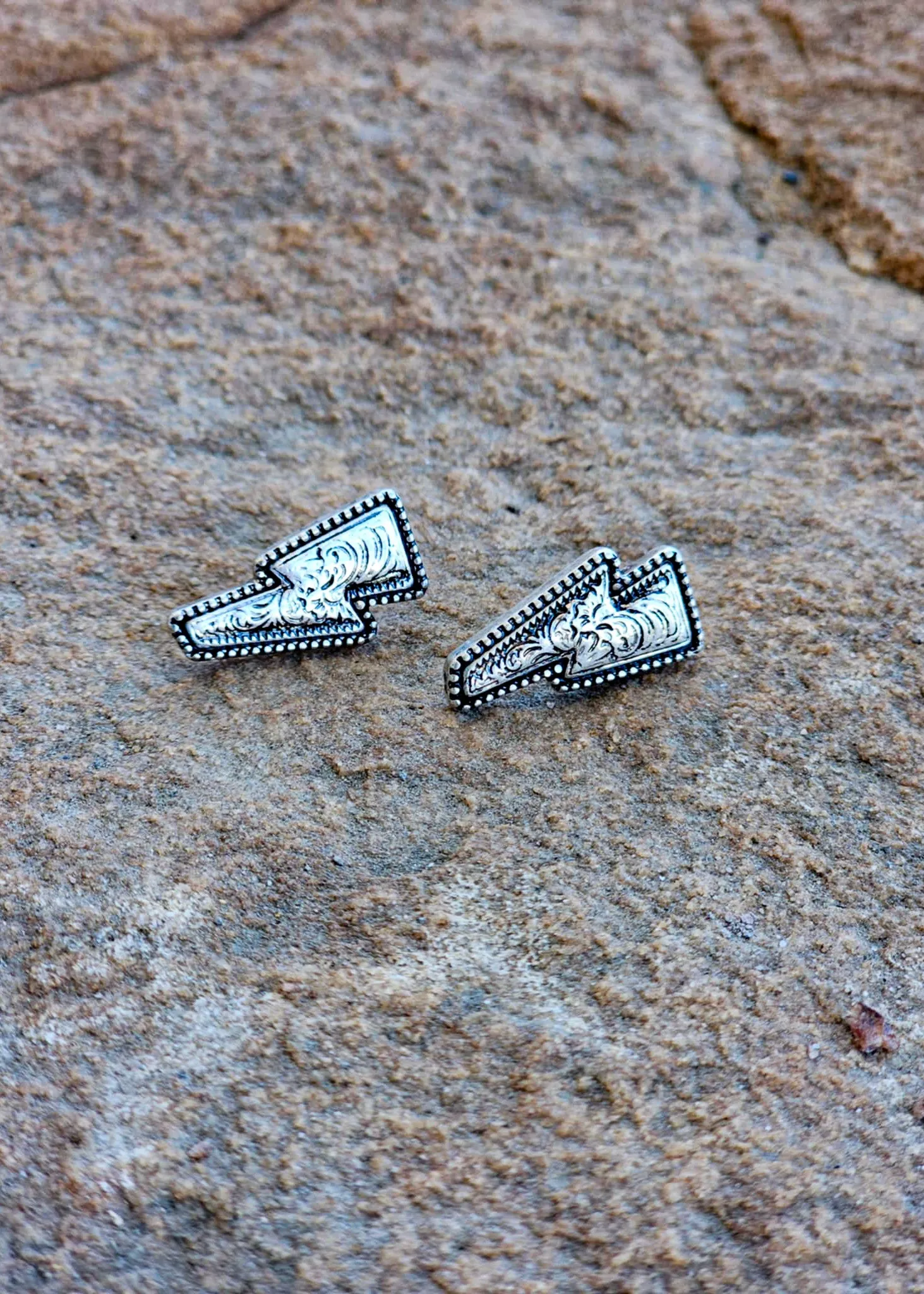 Western Dainty Thunder Stud Earrings Silver
