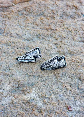 Western Dainty Thunder Stud Earrings Silver