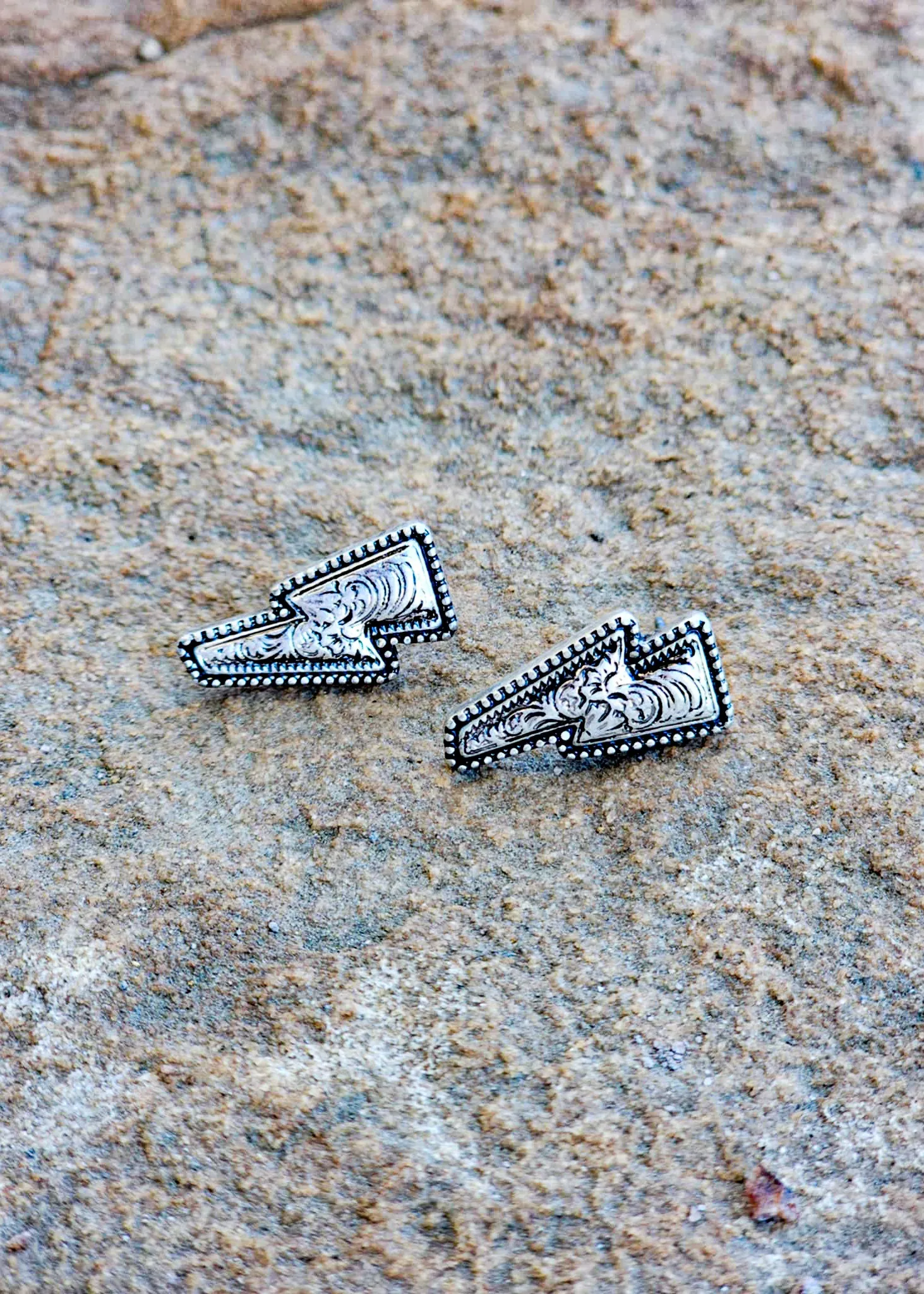 Western Dainty Thunder Stud Earrings Silver