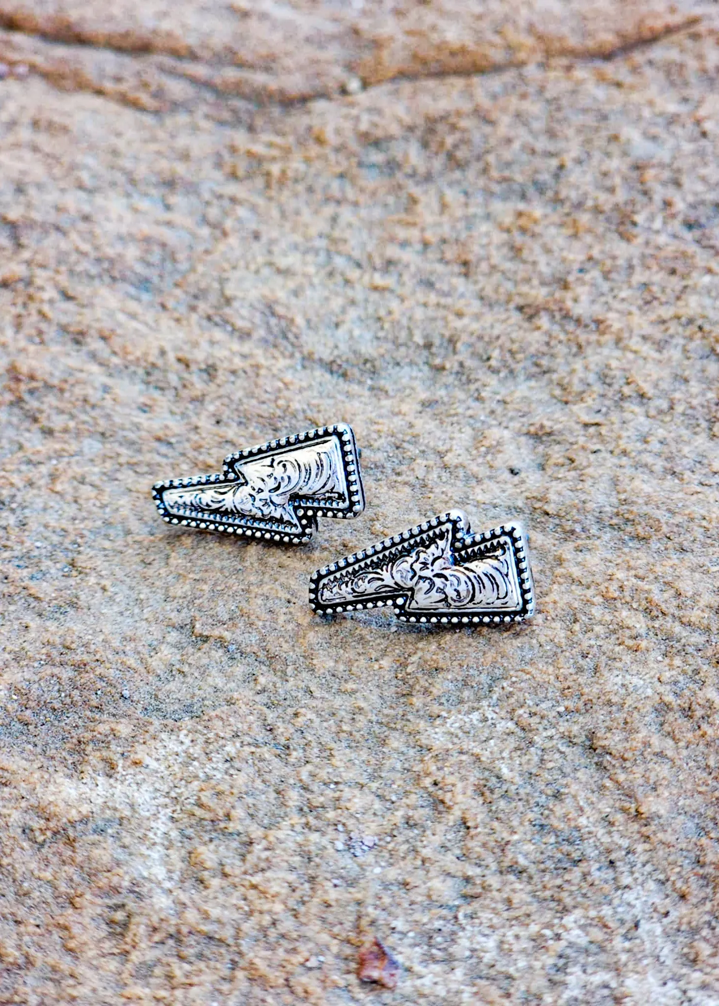 Western Dainty Thunder Stud Earrings Silver