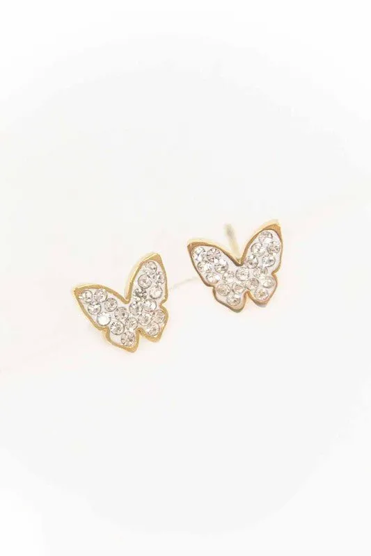 Whimsical Sparkling Butterfly Stud Earrings
