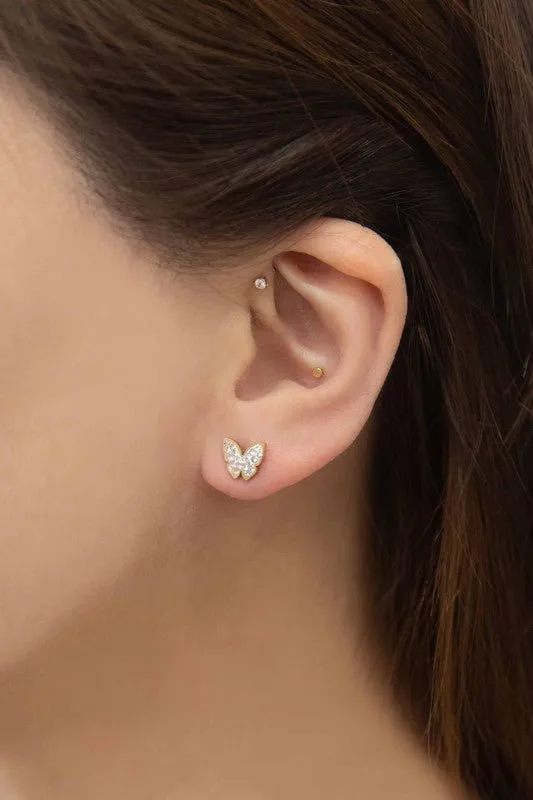 Whimsical Sparkling Butterfly Stud Earrings