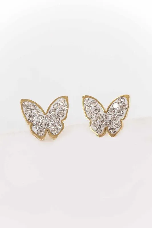 Whimsical Sparkling Butterfly Stud Earrings