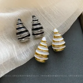 Wholesale Copper Plated Gold Dropping Oil Thread Curved Silver Needle Earrings