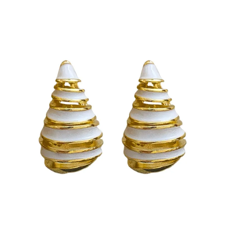 Wholesale Copper Plated Gold Dropping Oil Thread Curved Silver Needle Earrings