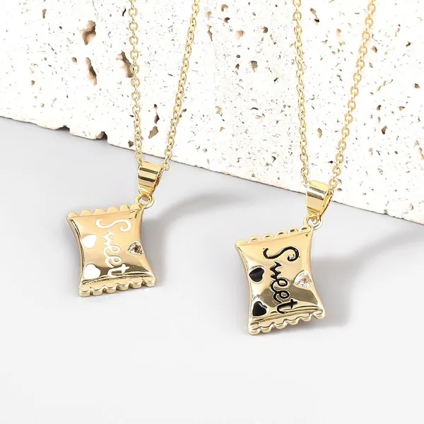 Wholesale Copper Rhinestone Drip Oil Candy Necklace JDC-NE-JL176