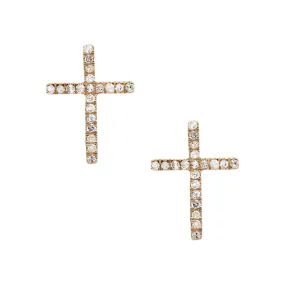 Women's Cross Diamond Stud Earrings 0.25ct 14K Yellow Gold