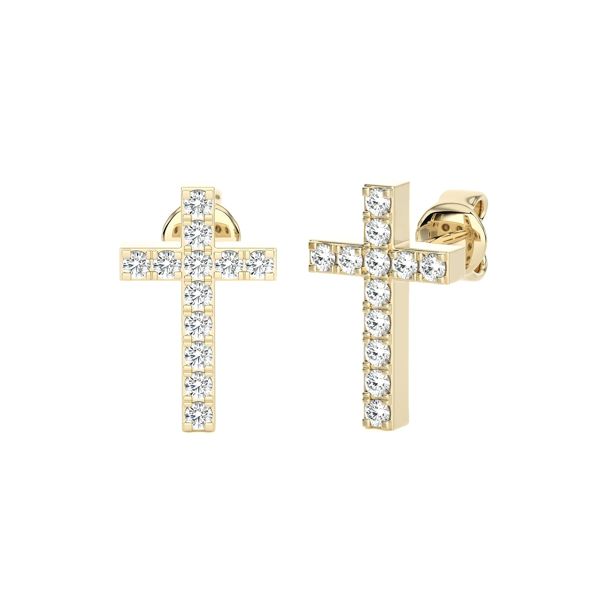 Women's Diamond Cross Stud Earrings 0.10ct 14K Gold