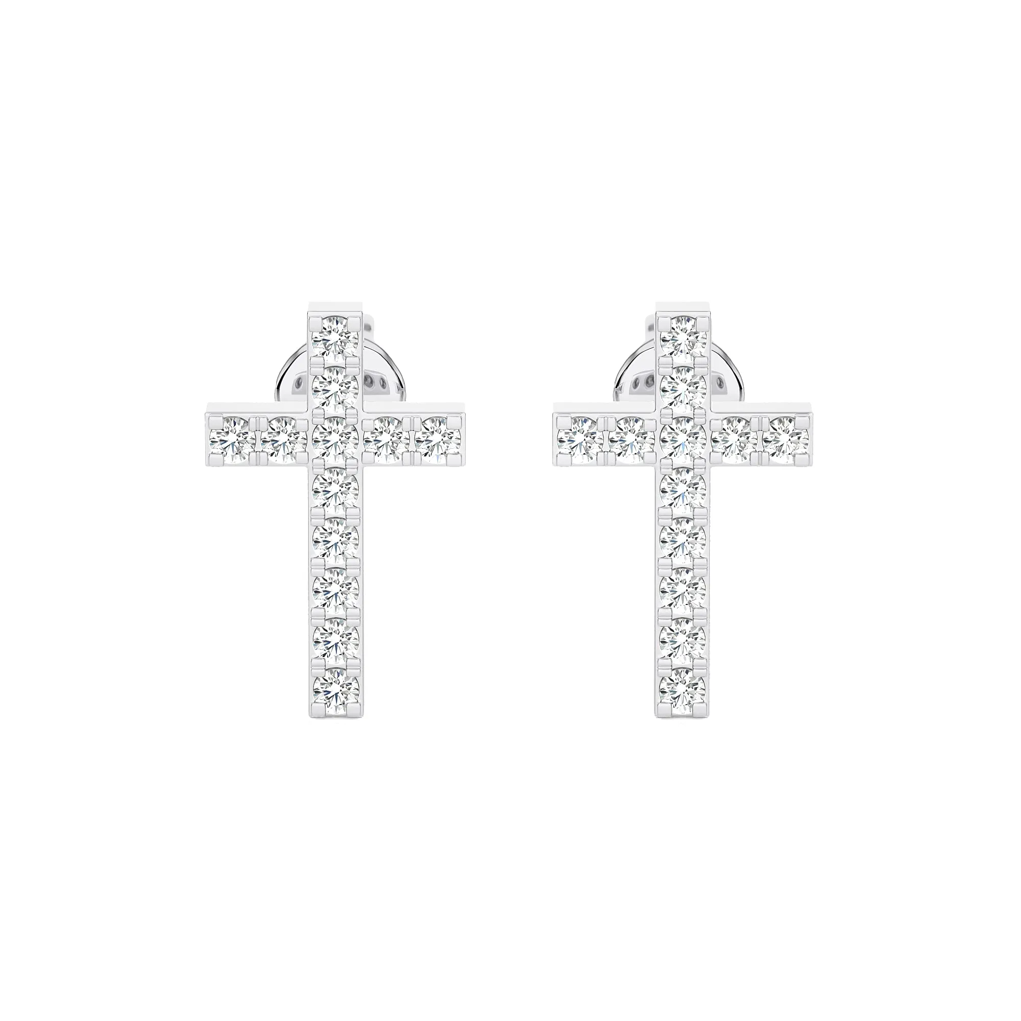 Women's Diamond Cross Stud Earrings 0.10ct 14K Gold